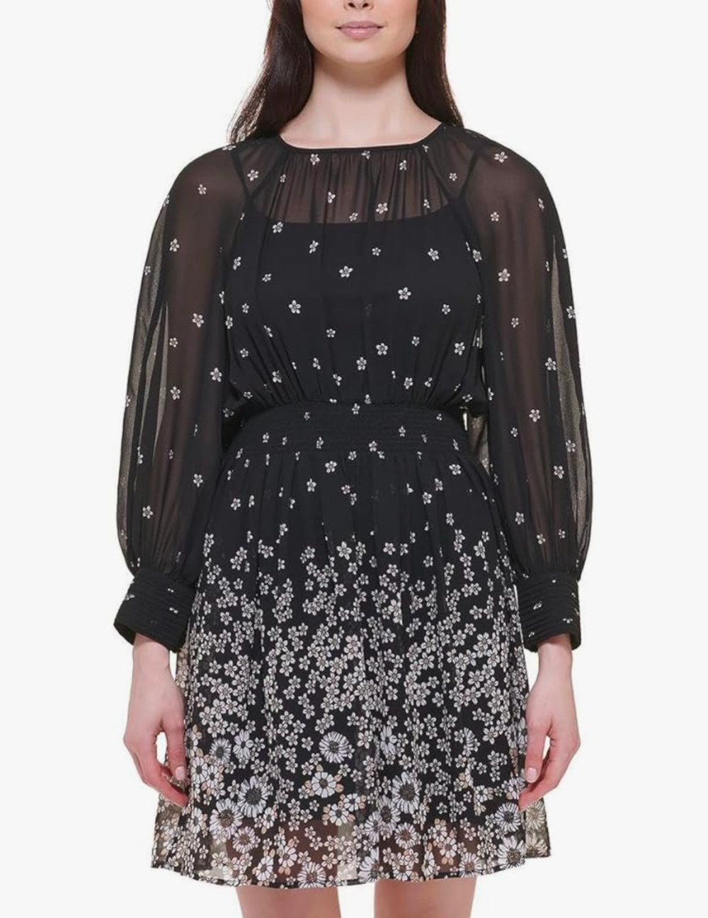 NWT Tommy Hilfiger Womens Chiffon Smocked Fit & Flare Dress size 16